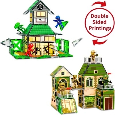 PicassoTiles - Ninja/vojenská základna - magnetická stavebnice (102 ks)