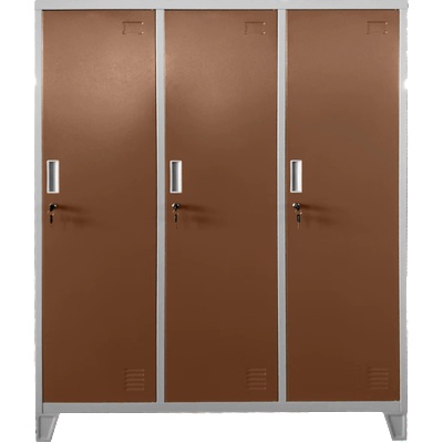 Carmen Метален шкаф Carmen CR-1604-3 JZ - сив / светлокафяв