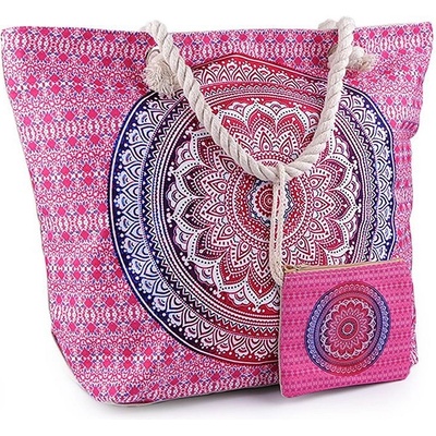 Letná plážová taška mandala Paisley s taštičkou 39x50 cm pink 1ks