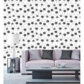 DIMEX ART s. r. o Луксозна флизелинова тапета черно-бял флорален мотив