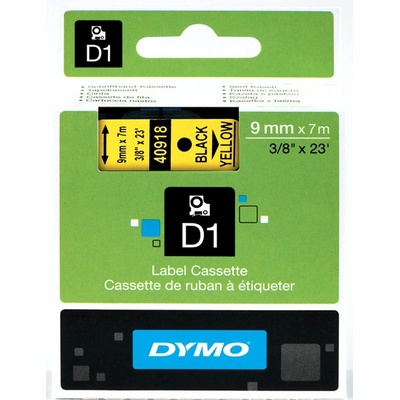 Páska Dymo D1 9 mm x 7m, černý tisk/žlutý podklad, 40918 S0720730