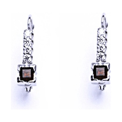 Čištín Zlaté naušnice přírodní granát a zirkony, bílé i žluté zlato - VE 59