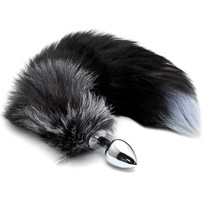 Alive Black and White Fox Tail Anal Pleasure M
