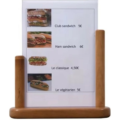 Securit Akrylový stojan na menu s lakovanou základňou A5 svetlý