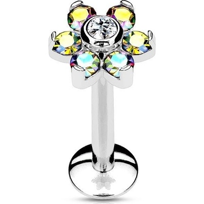 S4U Piercing do brady labreta kytička kamínky (1,2 x 8 mm) LB1073-1208