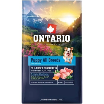 ONTARIO Puppy All Breeds Monoprotein Turkey & Sweet Potatoes 0, 75 кг