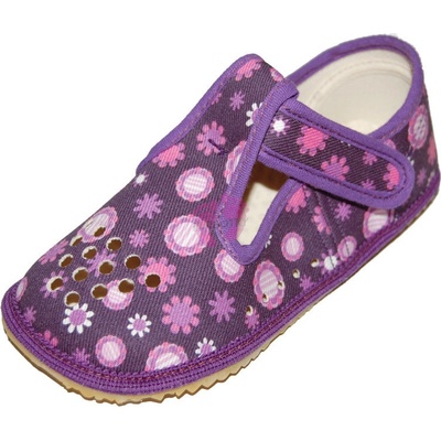 Beda Barefoot přezůvky s perforací Fialové kvítko BF 060010/W/PF