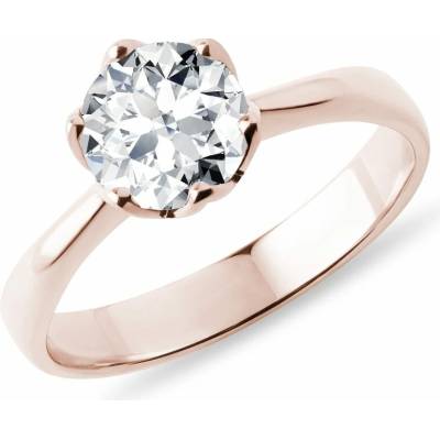 KLENOTA Prsteň Flower z ružového zlata s diamantom R0874754