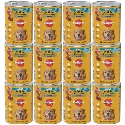 Pedigree Adult pre dospelých psov s 3 druhmi hydiny v pene 12 x 400 g