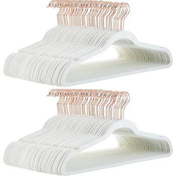 Amazon Basics Matching Hangers to Hold and Organize Suits, Pants, Blazers and Folded Pants, Ivory White/Gold, 100 Pack - AH_vnv1013