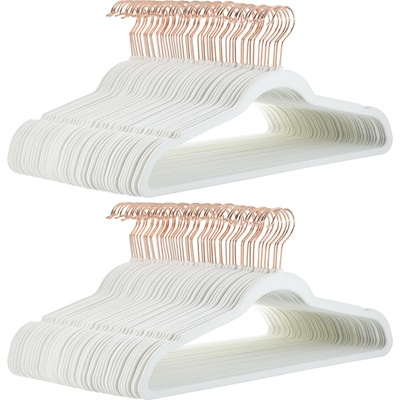 Amazon Basics Matching Hangers to Hold and Organize Suits, Pants, Blazers and Folded Pants, Ivory White/Gold, 100 Pack - AH_vnv1013