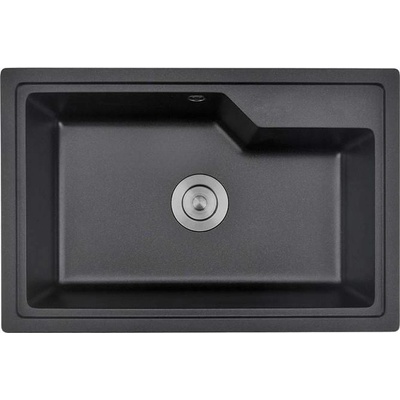 Inter Ceramic Кухненска мивка ICGS 8315 BLACK, Inter Ceramic, гранит, едно корито, със сифон, 45х22х68см (8315 BLACK)