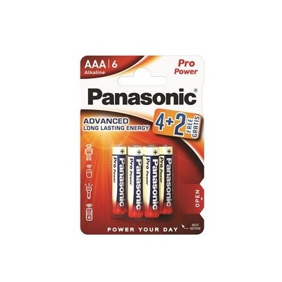 Panasonic Батерии Panasonic Pro Power Alkaline AAA, 6 броя (LR03PPG/6BP 4+2F)