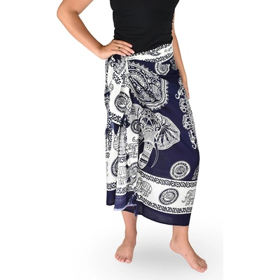Thajsko Sarong Pareo BUN hlava slona modrý