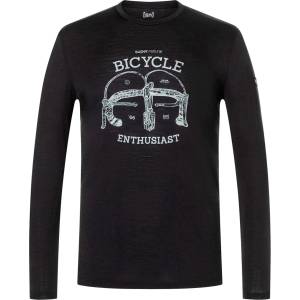 super. natural Мъжка блуза с дълъг ръкав super. natural Bike Enthusiast L/S Merino longsleeve - Jet Black / Various (216-9134-0312)