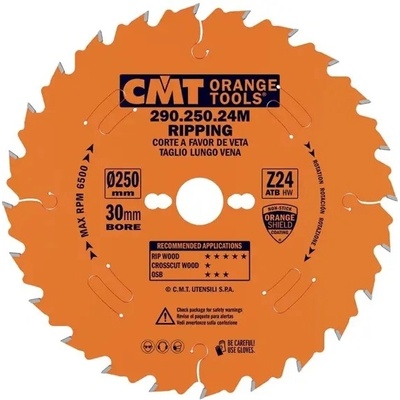 CMT Kotoučová pila na dřevo pro podélné řezy 250 x 30 mm, 24 zubů 290.250.24M