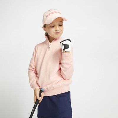 Inesis dětský golfový větruodolný svetr MW500 růžový