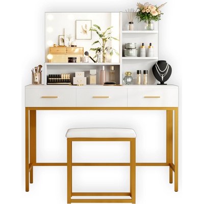 Trendie toaletní stolek ELARA s led osvětlením bílý – Zbozi.Blesk.cz