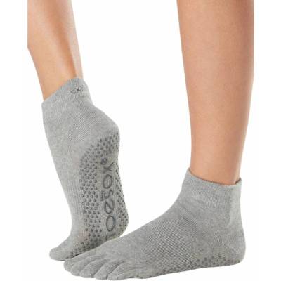 Toesox dámske ponožky na cvičenie bez topánok FULL TOE ANKLE GRIP Heather Grey