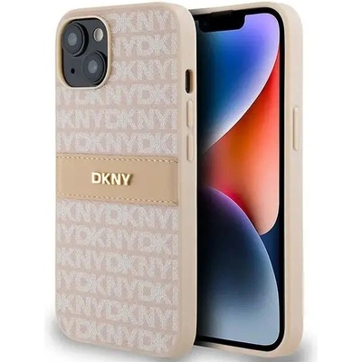 DKNY Кейс DKNY Leather Mono Stripe & Metal Logo за iPhone 14/15/13 6.1", розов (3666339260637)