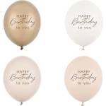Party Deco Балони "Happy Birthday" - Бежов Микс (1 Пакет / 4 Бр. ) (SB14P-341-013)