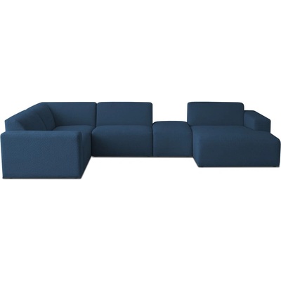 Scandic Тъмносин ъглов диван от букле ("U" форма) Roxy - Scandic (U corner with small pouf righ CM 16_2d.blue)