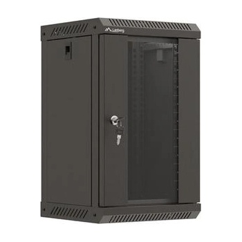 Lanberg Комуникационен шкаф, Lanberg rack cabinet 10" wall-mount 9U/300x300 (flat pack) with glass door black (WF11-3309-10B)