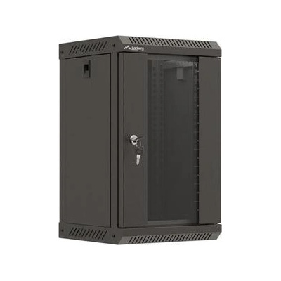 Lanberg Комуникационен шкаф, Lanberg rack cabinet 10" wall-mount 9U/300x300 (flat pack) with glass door black (WF11-3309-10B)