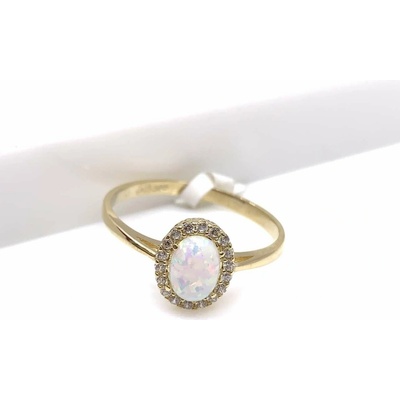 Diante Zlatý prsten s bílým opálem 59640862