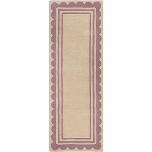Flair Rugs Ръчно изработена вълнена пътека в лилав и естествен цвят 80x230 cm Lois Scallop - Flair Rugs (503119376377)