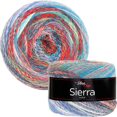 Pletací / háčkovací příze Vlna-Hep SIERRA 7220 červeno-modro-zelená, efektní 150g/450m