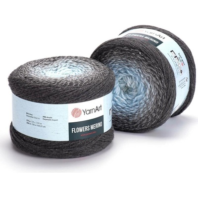 Yarn Art příze Flowers Merino 550 smetanová, ledově modrá, odstíny šedé