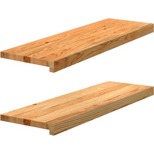 vidaXL Прозоречни первази, 2 бр, светлокафяви, 80x25x2 см, дъб масив (4009142)