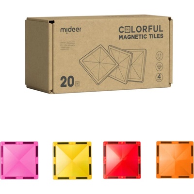 MiDeer Magnetické čtverce - hřejivé barvy (20 ks)