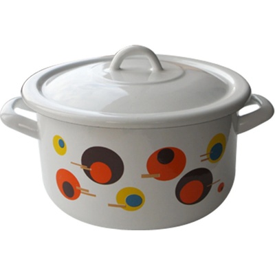 24 см (5, 7 л. ) плитка емайлирана тенджера с метален капак разцветка Кръгчета