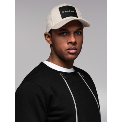 Ombre Clothing Мъжка баскетболна шапка с голяма лепенка кремава Ombre Clothing Ombre Clothing | Byal | МЪЖЕ | ЕДИН РАЗМЕР