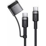 ACEFAST Качествен USB-C към USB-C кабел с MagSafe 3 адаптер - Acefast 2in1 USB-C to USB-C and MagSafe 3 Adapter Cable 240W (120 см) (черен) (C22-05)