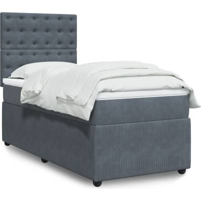 Petrashop 3292251 Boxspring postel s matrací tmavě šedá samet Šedá