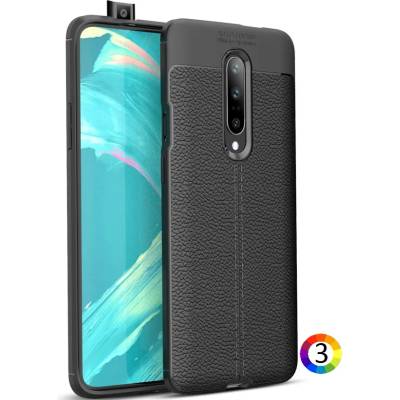 OnePlus 7 Pro Удароустойчив Litchi Skin Калъф и Протектор