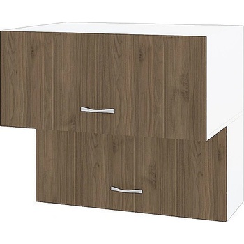 ИРИМ Горен шкаф с две хоризонтални врати Сити БО-107 бяло гладко / орех адмирал 80 см