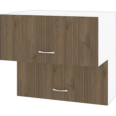 ИРИМ Горен шкаф с две хоризонтални врати Сити БО-107 бяло гладко / орех адмирал 80 см