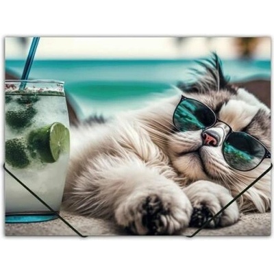 PANTA PLAST Deska s gumičkou 15 mm A4, "Chillout cat" – Zbozi.Blesk.cz