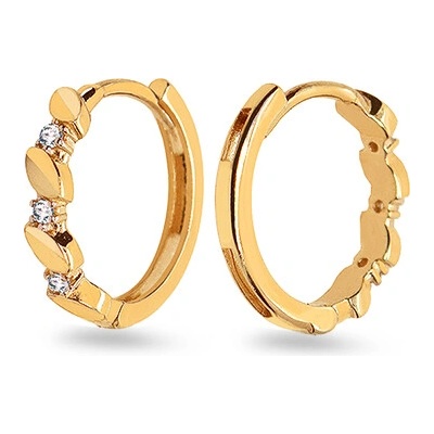 iZlato Forever Náušnice s jemným motívom lístkov a zirkónov, 9K IZ25186HR