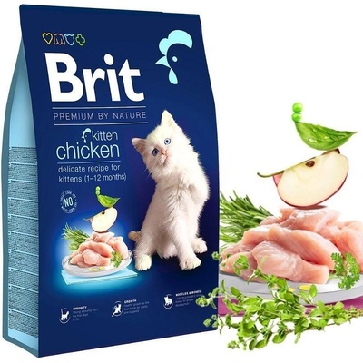 Brit Premium by Nature Кitten - Суха храна с пилешко и дробчета, за котенца до 12 месеца, бременни и кърмещи котки