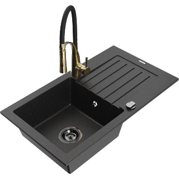 Mexen Pablo гранитна мивка с 1 отделение с отцедник и кухненски смесител (6510-73-73450-57-B)