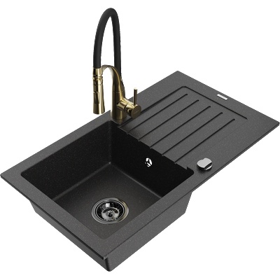 Mexen Pablo гранитна мивка с 1 отделение с отцедник и кухненски смесител (6510-73-73450-57-B)