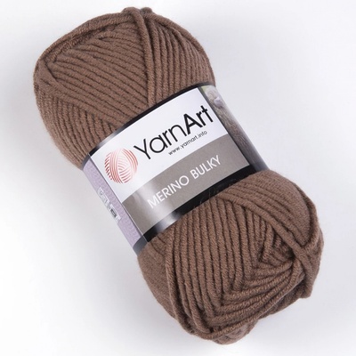 YarnArt Pletací příze MERINO BULKY 3067 tmavě hnědá, jednobarevná, 100g/100m