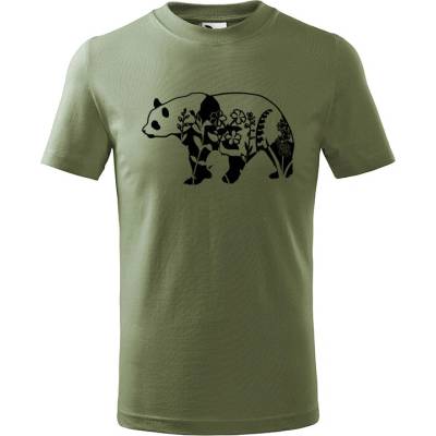 T-ričko Panda flor detské tričko khaki čierna