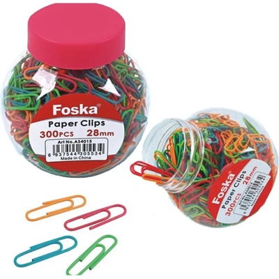 Foska Кламери, 28 mm, цветни, 300 броя в буркан (O1090100011)
