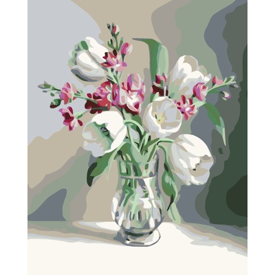 ZUTY Malování podle čísel BÍLÉ TULIPÁNY Rozměr 80 x 100 cm Rámování vypnuté plátno na rám